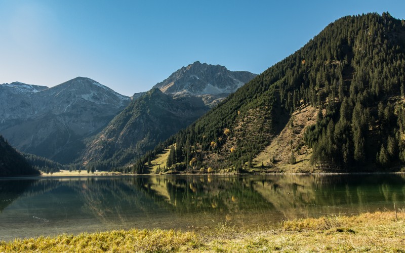 landscape, water, nature, wilderness, mountains, lake, valley, reflection, autumn, alpine, fjord, highland, austria, alps