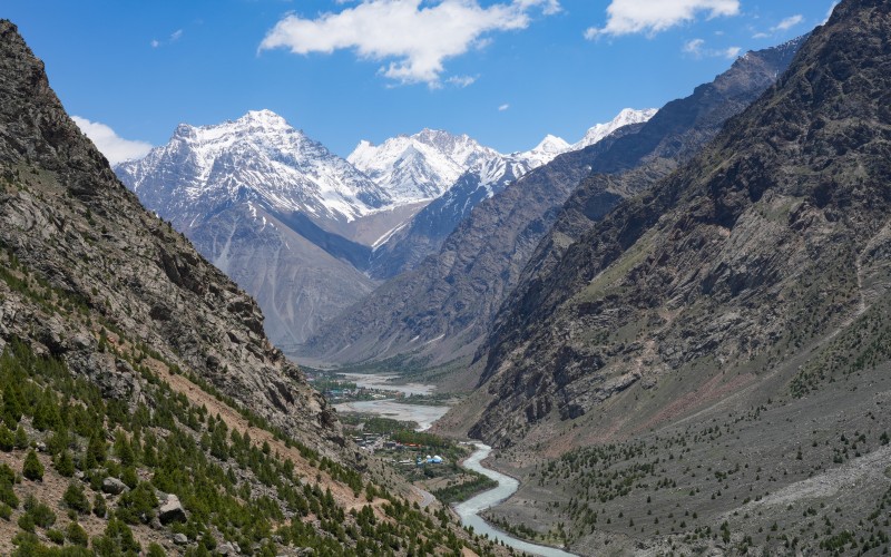 bhaga river, river, gemur gompa, peaks, lahaul, himachal pradesh, india, mountains, landscape, nature