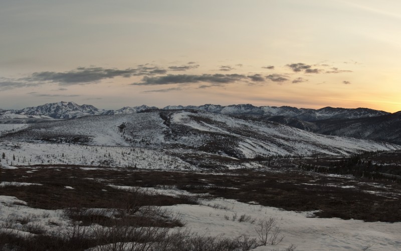 гора райт, пейзаж, снег, снежный, горы, весна, закат, аляска, зима
