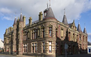 outer hebrides, stornoway town hall, palace, tower, architecture, historic, history, monument, mansion