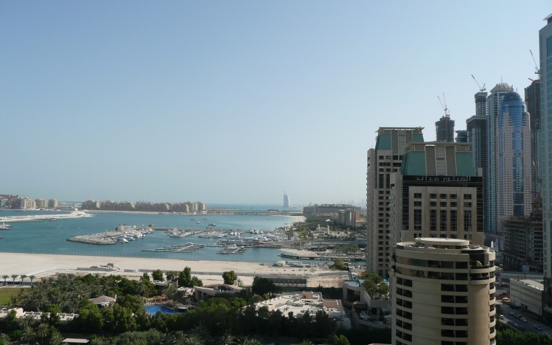 dubai marina, beach, resort, dubai, united arab emirates, city, architecture, summer, sunny, skyscrapers