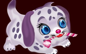 anime, cartoon, painting, japan, manga, pet, dog, puppy, cute