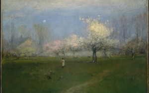 george inness, spring, blossoms, montclair, new jersey, painting, art, landscape, oil, canvas, crayon, charcoal, nature, picture
