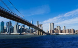 sea, coast, architecture, sky, bridge, buildings, city, skyscrapers, urban, river, manhattan, new york, cityscape, downtown, brooklyn, nyc, usa, america, harbor, waterway