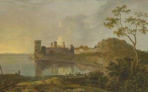 summer, evening, caernarvon castle, richard wilson, painting, art, oil, canvas, picture, castle, old, ancient, historic, history